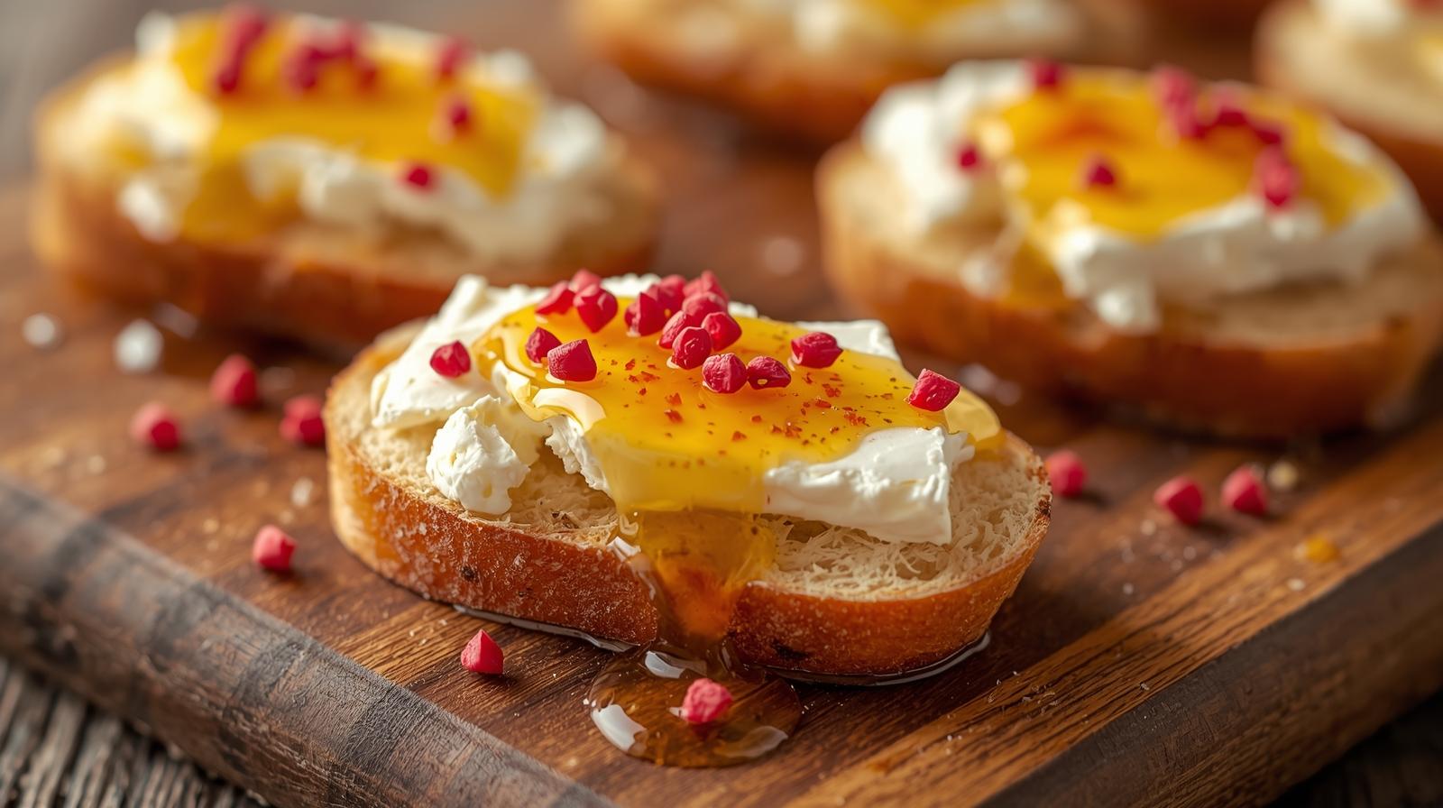 Crostini di caprino al miele e pepe rosa Image