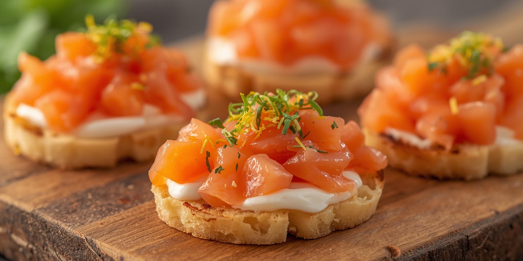 Mini tartine di salmone allo zenzero e lime Image